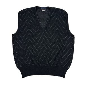 Vintage 90s Virgin Wool Sweater Vest Charcoal V-Neck Mark Shale Size L